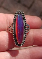 Old Vintage Sterling Silver Fred Harvey Dragons Breath Opal 1 1/8