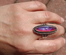 Old Vintage Sterling Silver Fred Harvey Dragons Breath Opal 1 1/8