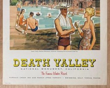 c.1950s Fred Harvey Furnace Creek Inn Ranch Poster Death Valley Vintage Original - Additional view 2