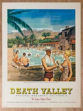 c.1950s Fred Harvey Furnace Creek Inn Ranch Poster Death Valley Vintage Original