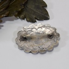 Vintage Fred Harvey Era Navajo Oval Concho Pin Brooch Turquoise Sterling Stamped - Additional view 1