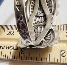 RARE Fred Harvey Sterling Silver Turquoise Concho CHILD SMALL Cuff Bracelet WOW - Additional view 2