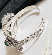 RARE Fred Harvey Sterling Silver Turquoise Concho CHILD SMALL Cuff Bracelet WOW - Additional view 3