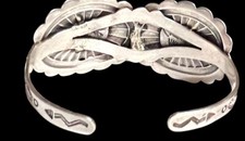RARE Fred Harvey Sterling Silver Turquoise Concho CHILD SMALL Cuff Bracelet WOW - Additional view 4