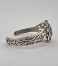 Vtg Fred Harvey Navajo Sterling Cerrillos Turquoise Stamped Arrow Cuff Bracelet - Additional view 3