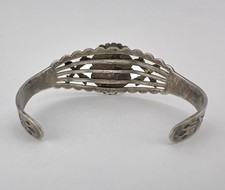 Vtg Fred Harvey Navajo Sterling Cerrillos Turquoise Stamped Arrow Cuff Bracelet - Additional view 5