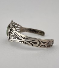 Vtg Fred Harvey Navajo Sterling Cerrillos Turquoise Stamped Arrow Cuff Bracelet - Additional view 6