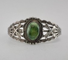 Vtg Fred Harvey Navajo Sterling Cerrillos Turquoise Stamped Arrow Cuff Bracelet