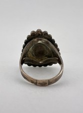 Vtg Fred Harvey Navajo Sterling Silver Cerrillos Turquoise Stamped Triangle Ring - Additional view 4