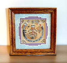 Native American Navajo Sand Painting VTG Fred Harvey Trading Signed Benally 7