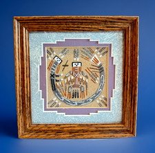 Native American Navajo Sand Painting VTG Fred Harvey Trading Signed Benally 7"