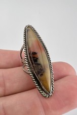 HUGE Old Fred Harvey Era Navajo Petrified Wood Agate Sterling Silver Ring 1 5/8