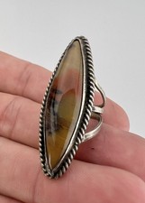 HUGE Old Fred Harvey Era Navajo Petrified Wood Agate Sterling Silver Ring 1 5/8
