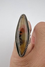 HUGE Old Fred Harvey Era Navajo Petrified Wood Agate Sterling Silver Ring 1 5/8