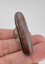 HUGE Old Fred Harvey Era Navajo Petrified Wood Agate Sterling Silver Ring 1 7/8