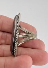 HUGE Old Fred Harvey Era Navajo Petrified Wood Agate Sterling Silver Ring 1 7/8