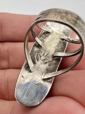 HUGE Old Fred Harvey Era Navajo Petrified Wood Agate Sterling Silver Ring 1 7/8