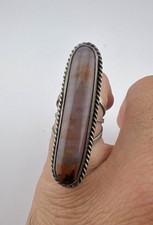 HUGE Old Fred Harvey Era Navajo Petrified Wood Agate Sterling Silver Ring 1 7/8