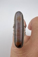 HUGE Old Fred Harvey Era Navajo Petrified Wood Agate Sterling Silver Ring 1 7/8