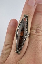 HUGE Old Fred Harvey Era Navajo Petrified Wood Agate Sterling Silver Ring 2