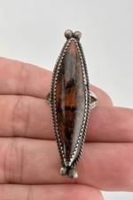 HUGE Old Fred Harvey Era Navajo Petrified Wood Agate Sterling Silver Ring 2"