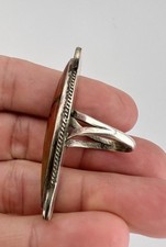 HUGE Old Fred Harvey Era Navajo Petrified Wood Agate Sterling Silver Ring 2