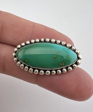 Vtg Fred Harvey Era Navajo Sterling Silver Royston Turquoise Oval Pin Brooch