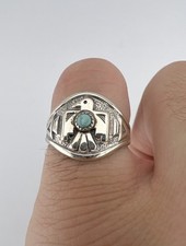 Vtg BELL TRADING POST Fred Harvey Era Sterling Silver Turquoise Thunderbird Ring