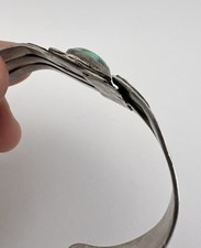 Vtg Fred Harvey Era Navajo Sterling Silver Cerrillos Turquoise Cuff Bracelet - Additional view 7