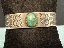VTG NAVAJO STAMPED  STERLING F. HARVEY ERA?  TURQUOISE  BRACELET UNSIGNED - Additional view 2