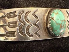 VTG NAVAJO STAMPED  STERLING F. HARVEY ERA?  TURQUOISE  BRACELET UNSIGNED - Additional view 17