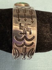 VTG NAVAJO STAMPED  STERLING F. HARVEY ERA?  TURQUOISE  BRACELET UNSIGNED - Additional view 9
