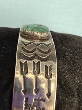 VTG NAVAJO STAMPED  STERLING F. HARVEY ERA?  TURQUOISE  BRACELET UNSIGNED - Additional view 10