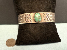 VTG NAVAJO STAMPED STERLING F. HARVEY ERA? TURQUOISE BRACELET UNSIGNED