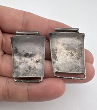 Vtg Fred Harvey Era Navajo Sterling Silver Turquoise Stamped Men's Watch Tips - Additional view 3