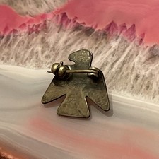 Early Native American Sterling Silver Fred Harvey Turquoise Thunderbird Pin .67” - Additional view 3