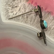 Early Native American Sterling Silver Fred Harvey Turquoise Arrow Pin 1” Long - Additional view 5