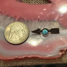 Early Native American Sterling Silver Fred Harvey Turquoise Arrow Pin 1” Long - Additional view 8