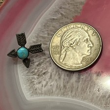 Early Native American Sterling Silver Fred Harvey Turquoise Crossed Arrow Pin - Additional view 7