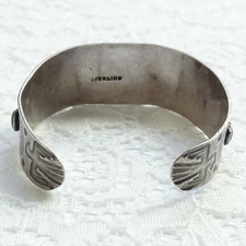 Vintage Fred Harvey Era Navajo Green Turquoise Thunderbird Cuff Bracelet T Bird - Additional view 5