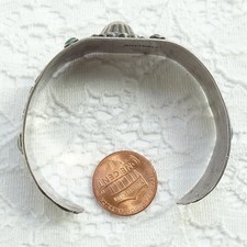 Vintage Fred Harvey Era Navajo Green Turquoise Thunderbird Cuff Bracelet T Bird - Additional view 10