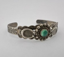 Fred Harvey Era Navajo Sterling Silver Cerrillos Turquoise Arrow Cuff Bracelet - Additional view 1