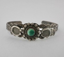 Fred Harvey Era Navajo Sterling Silver Cerrillos Turquoise Arrow Cuff Bracelet