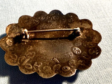 VTG NAVAJO FRED HARVEY ERA STERLING TURQUOISE CROSSED ARROWS STAMPED CONCHO PIN - Additional view 7