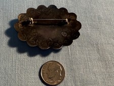 VTG NAVAJO FRED HARVEY ERA STERLING TURQUOISE CROSSED ARROWS STAMPED CONCHO PIN - Additional view 8