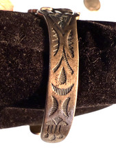 VTG NAVAJO OPEN BACK  STERLING F HARVEY TURQ CROSSED ARWS & THUNDERBIRD BRACELET - Additional view 11