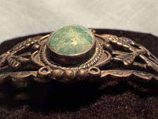 VTG NAVAJO OPEN BACK  STERLING F HARVEY TURQ CROSSED ARWS & THUNDERBIRD BRACELET - Additional view 13