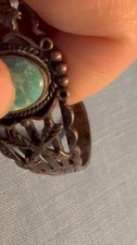 VTG NAVAJO OPEN BACK  STERLING F HARVEY TURQ CROSSED ARWS & THUNDERBIRD BRACELET - Additional view 8