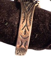 VTG NAVAJO OPEN BACK  STERLING F HARVEY TURQ CROSSED ARWS & THUNDERBIRD BRACELET - Additional view 9