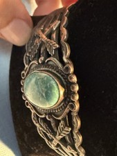 VTG NAVAJO OPEN BACK  STERLING F HARVEY TURQ CROSSED ARWS & THUNDERBIRD BRACELET - Additional view 10